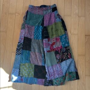 Earth bound Patchwork flowy pants- Multicolor